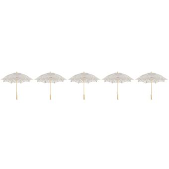 Decorative Lace Umbrella for Wedding 5Pcs Parasol White Set