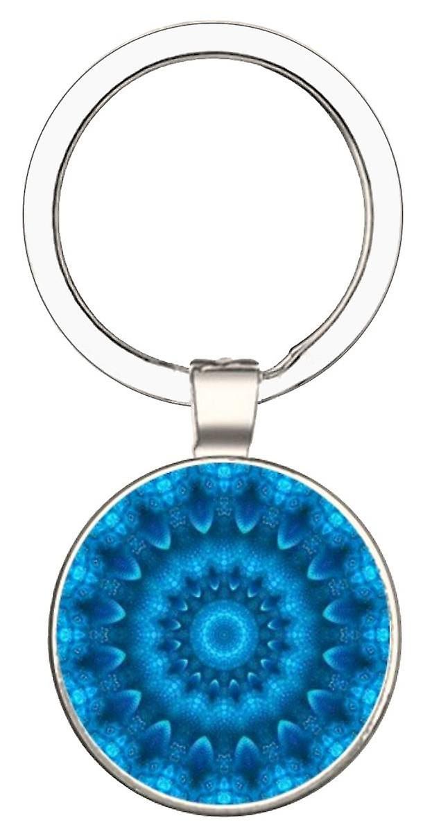 Bassin and Brown Kaleidoscope Flower Key Ring - Blue