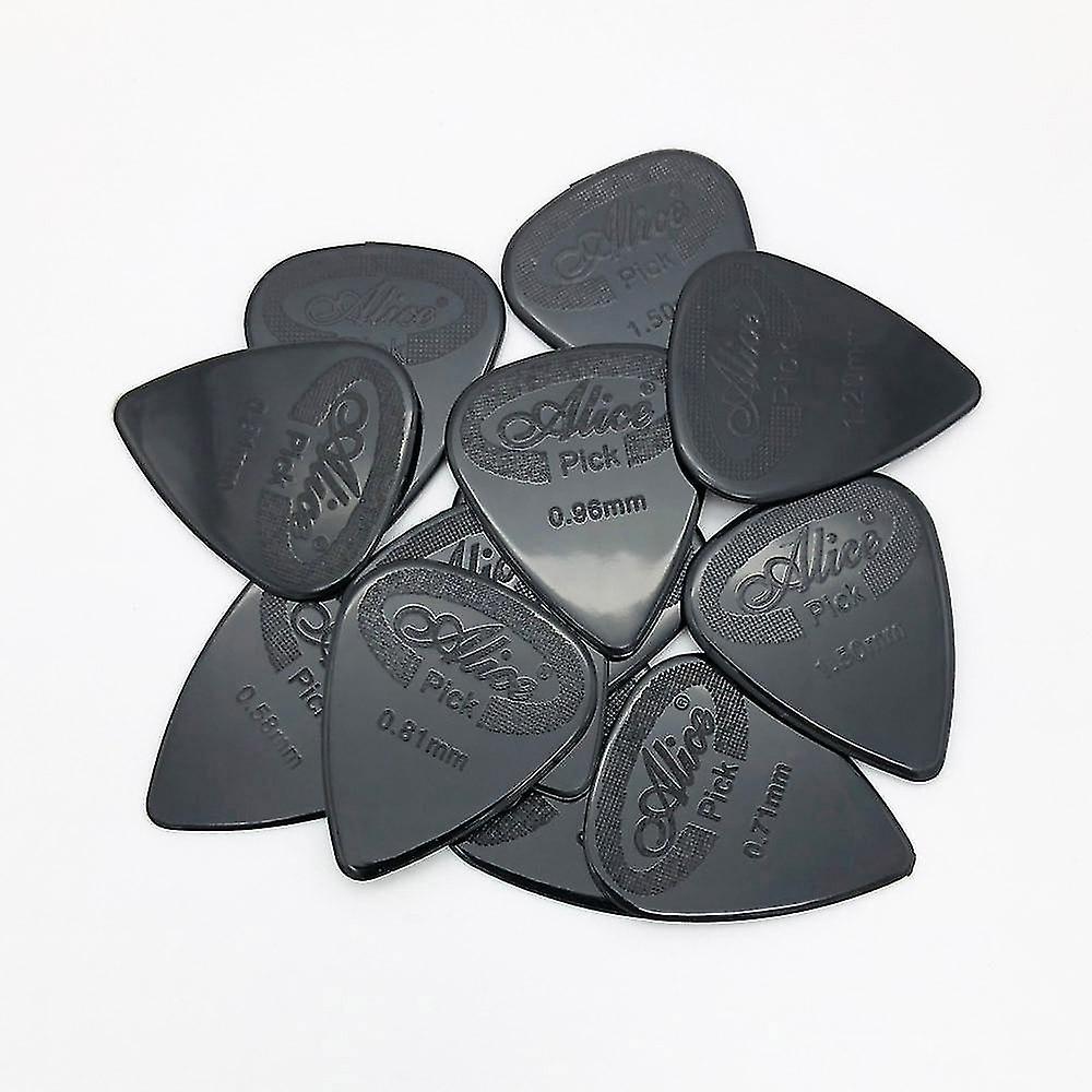 Čierna 0.71Mm 12ks Protišmykový nylonový mediátor Pick pre akustickú elektrickú gitaru