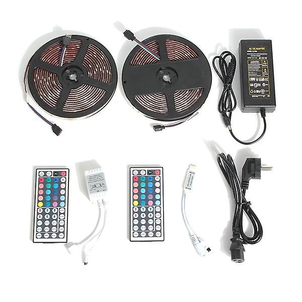 2Pcs 5m 150 Leds 5050 Rgb Waterproof Led Strip Light Kit With 44 Key Remote Control, Dc12v Flexible Lighting