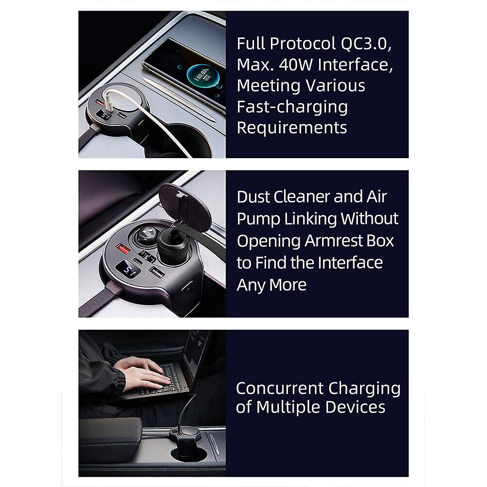 Durable Garden Indoor Expansion Dock Docking Station Usb Voltage Detection 12v Abs + Pc Accessories Double Lighter