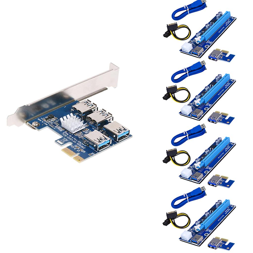 Placa elevadora PCI-E Extensor de GPU de 1 a 4 Tarjeta elevadora Adaptador de GPU USB 3.0 16 ranuras