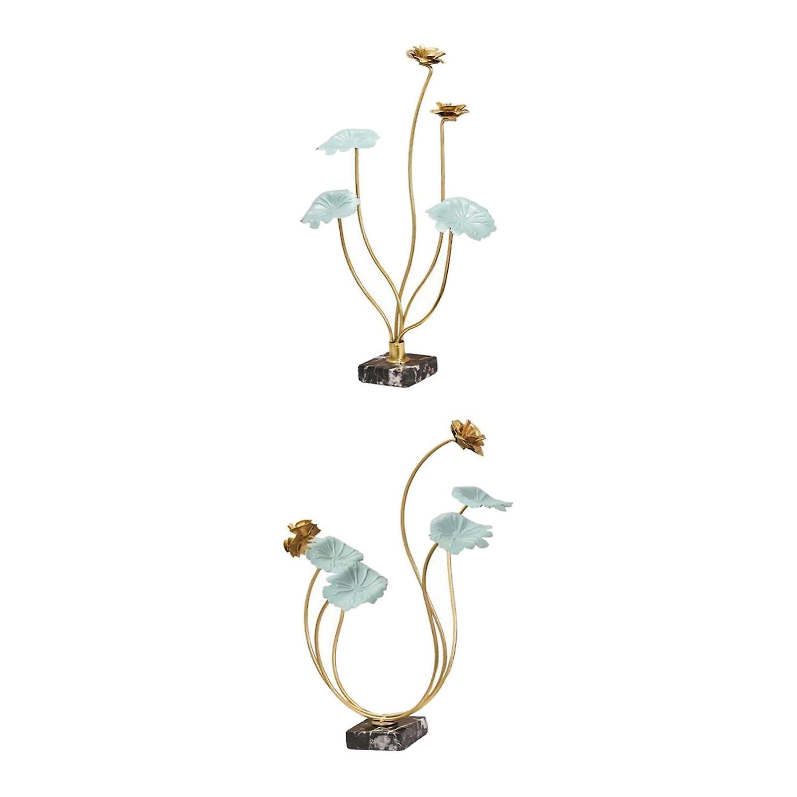 2pcs Leaf Ornament Sculpture Standing Crafts Iron Tabletop