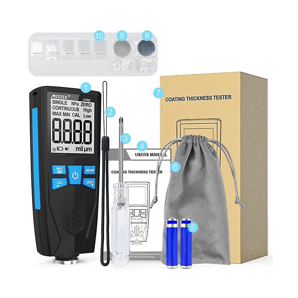 Paint Thickness Gauge Digital Car Coating Thickness Gauge Tester, Lcd With Backlight, Resolution 0