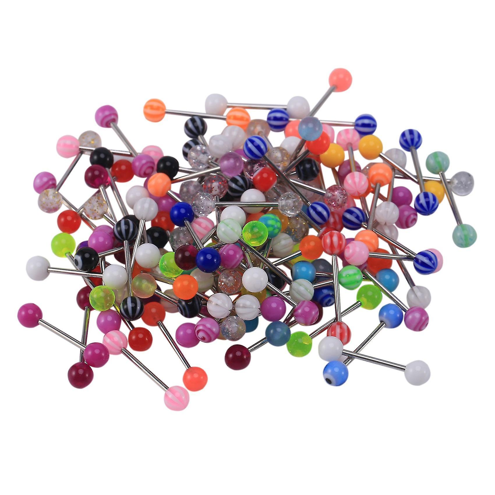 100x 316l staal multicolor barbell tongpiercing