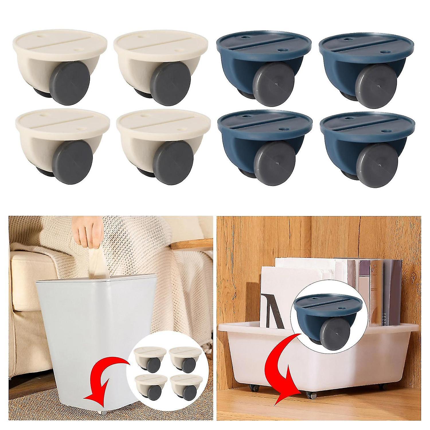 2x 4pc家具キャスターホイール、収納ボックスプーリー、スクロールホイール固定キャスターペースト可能、ガー用