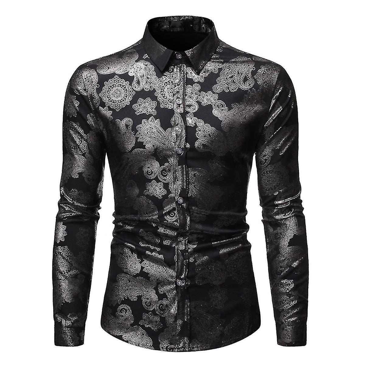 Lässiges Langarmhemd mit Blumenmuster für Herren