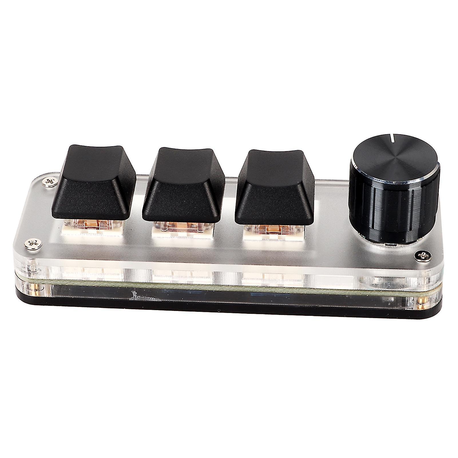Red Switch Macro Keyboard Plug and Play Ergonomic Customized Knobs USB Mini Keypad for Desktop PC 3 Keys 1 Knob