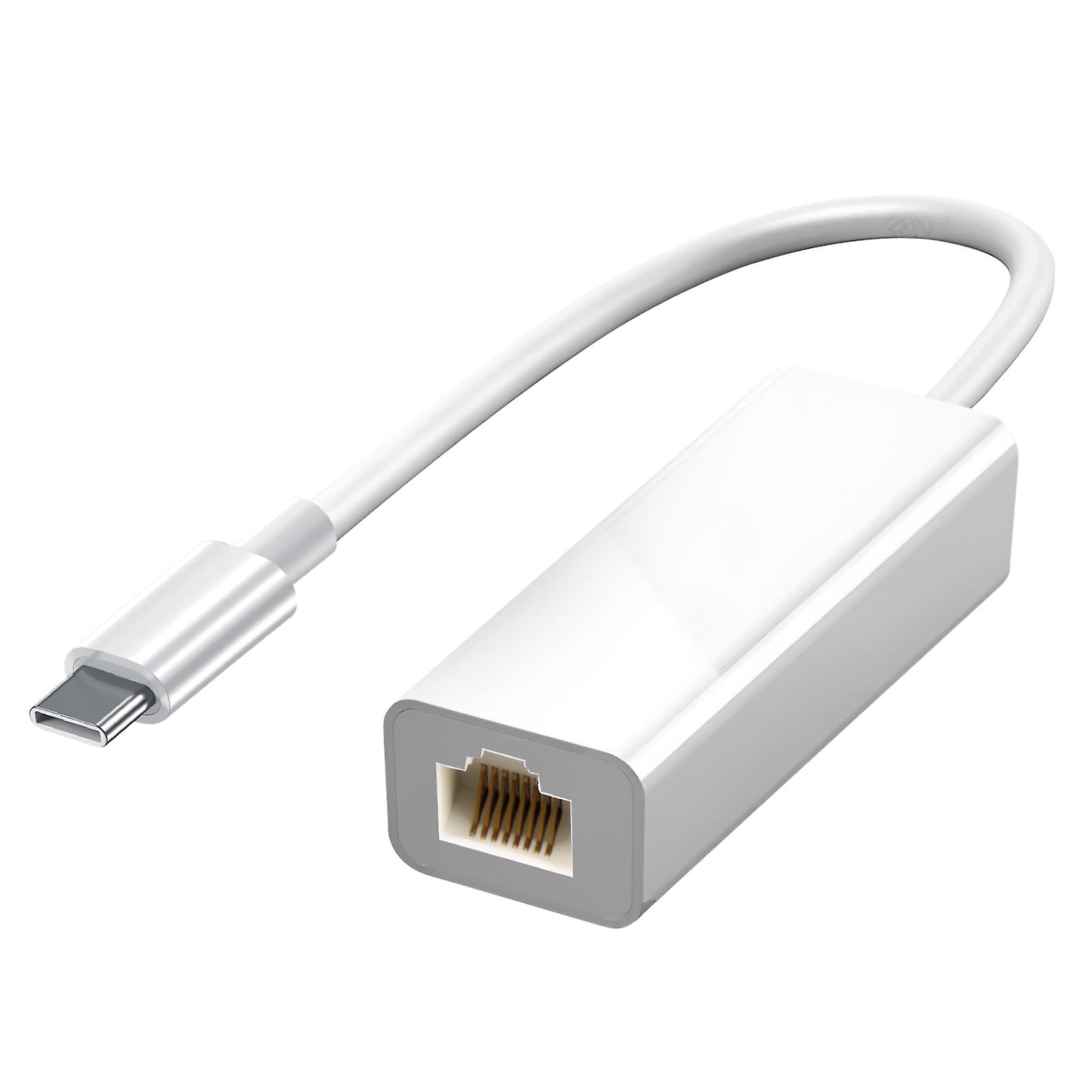 White RJ45 Ethernet Adapter for Windows Computer & MacBook, 1000 Mbps, White