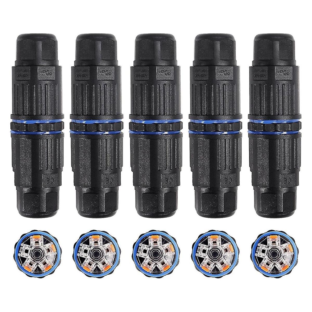 5PCS IP68 防水接线盒，户外电缆连接器，适用于 3.5-10mm 线径范围（AC 25）