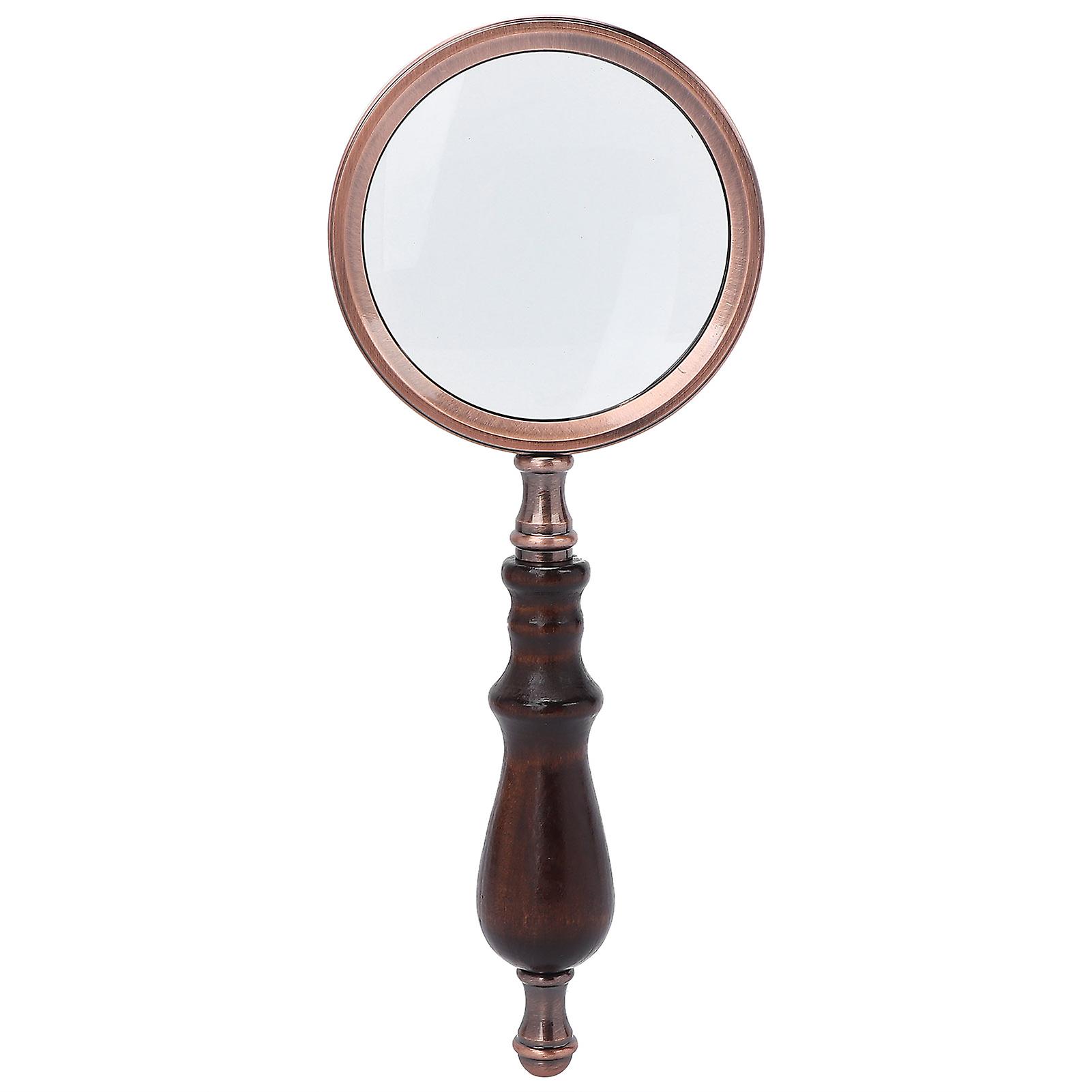 10X Retro Metal Reading Magnifier, Handheld Magnifying Glass for Seniors with Wooden Handle
