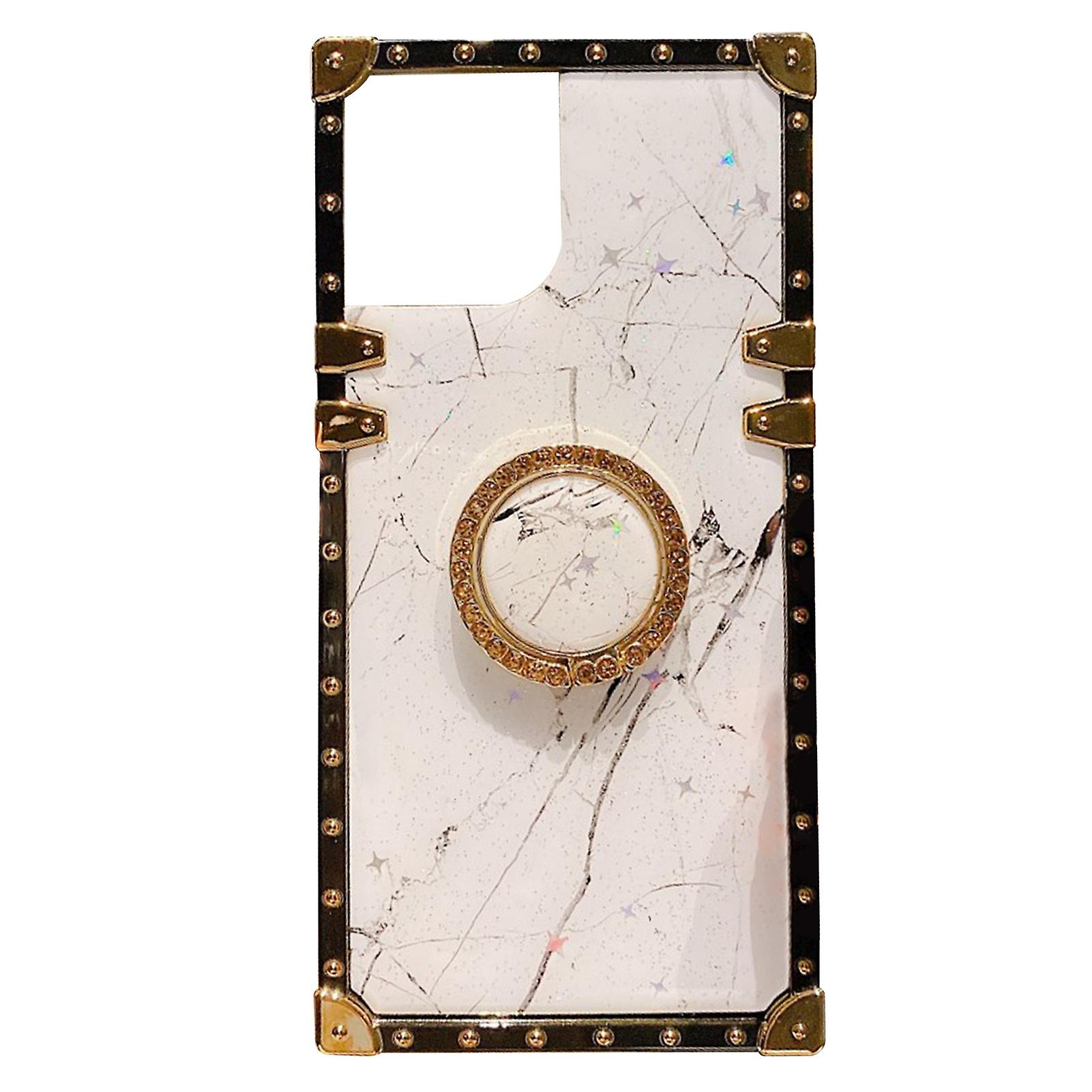 iPhone 12 Square Marble Pattern Case - 3D Shockproof Design with Stand, Full Protection