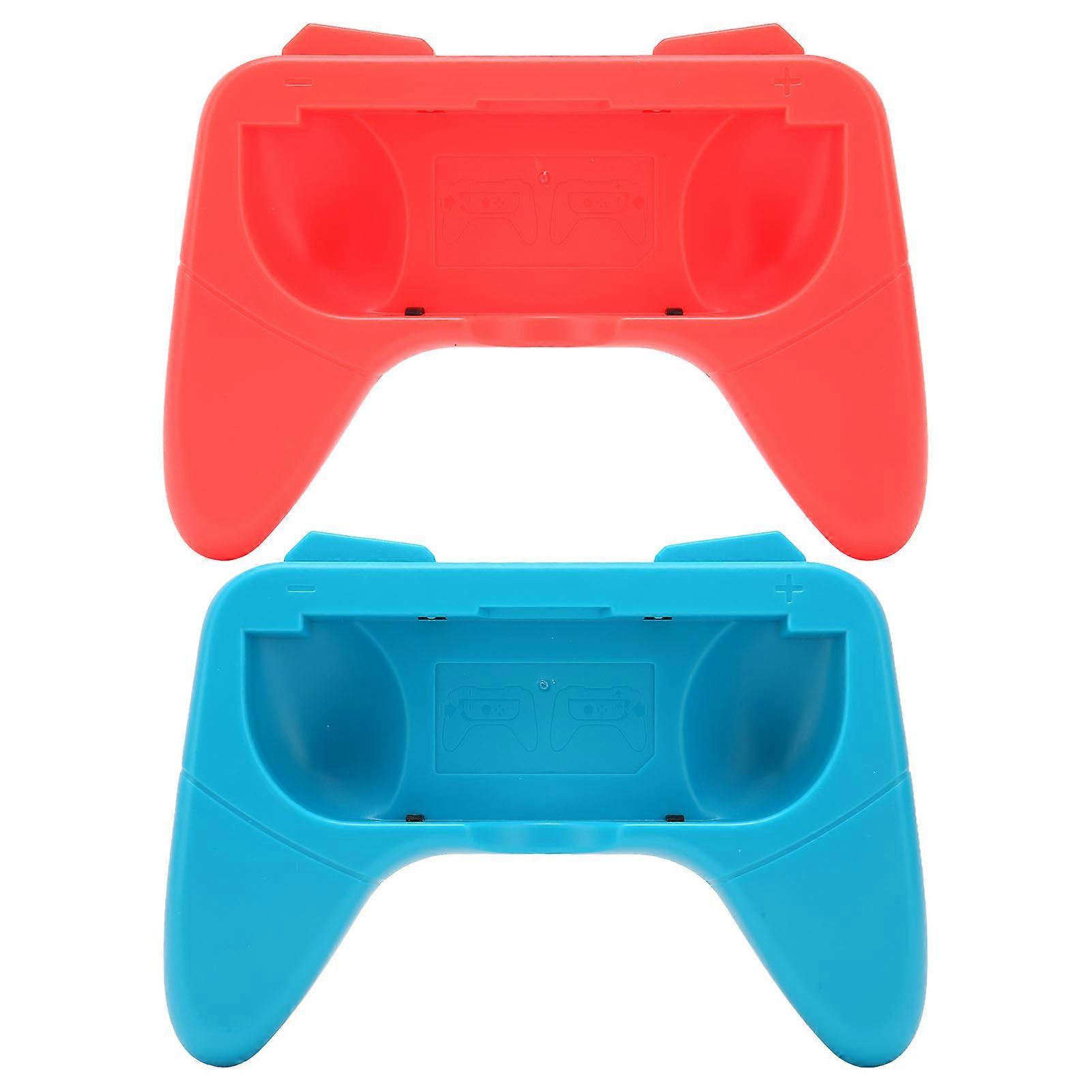 Ergonomic Red Blue Hand Grip Kit with Protective Pads for Switch OLED Controller - Durable