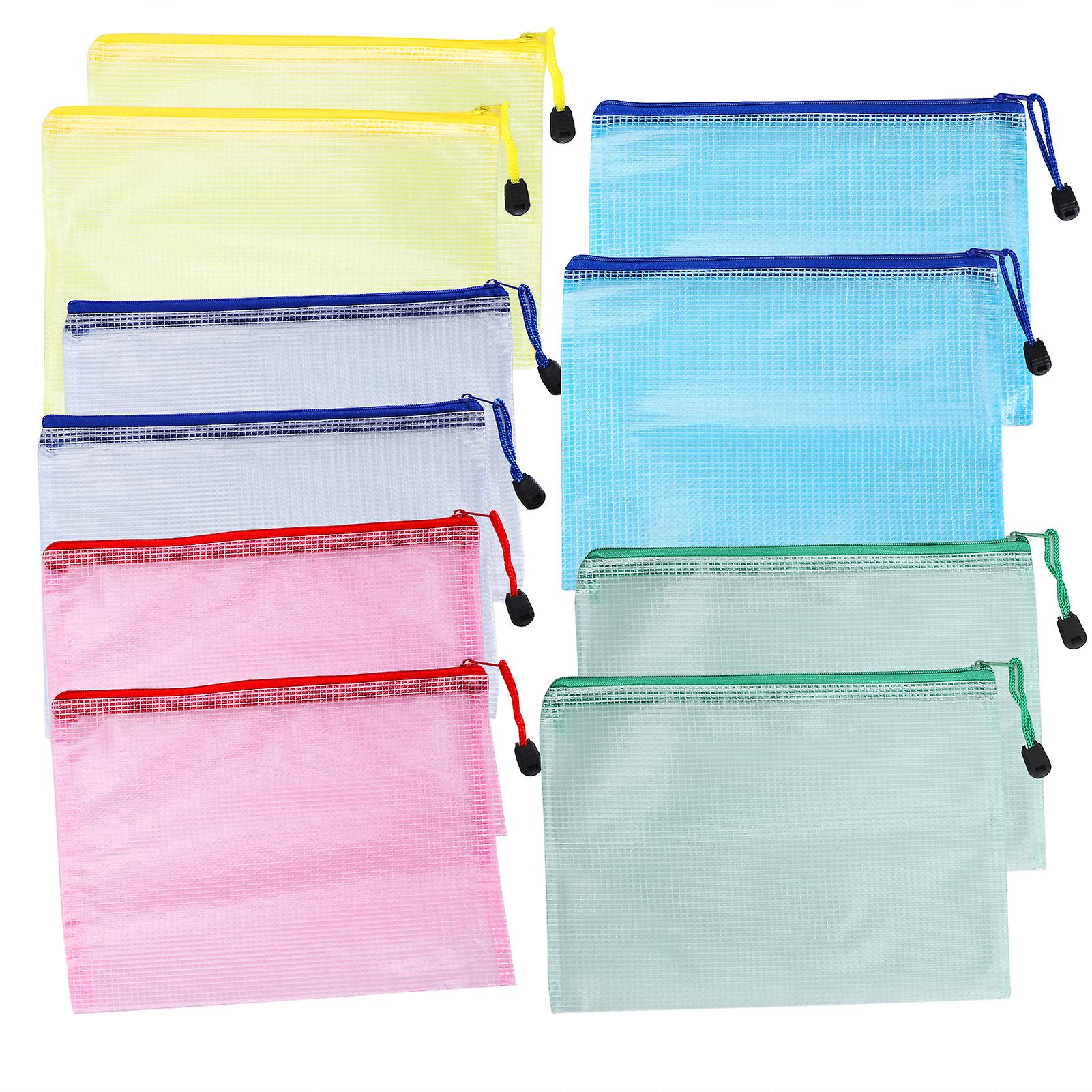 10Pcs A5 Zipper File Bags: Mesh Document Pouch for Office Supplies