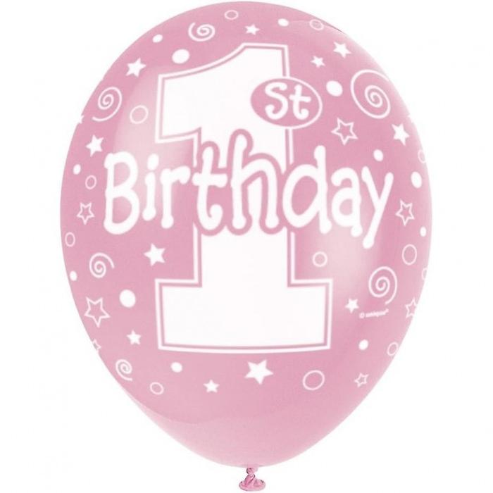 Unique Party Latex Pearlised 1st Birthday Balloons (Pack of 5)