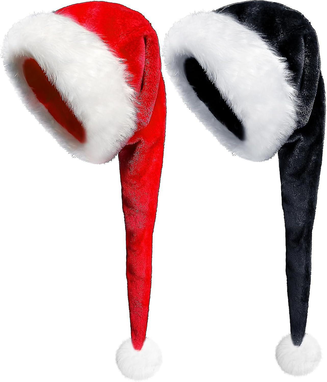 Hosszú Mikulás kalapok Karácsonyi bársony karácsonyi kalapok felnőtteknek Tartsa melegen a téli karácsonyi jelmez prémium-YUHAO