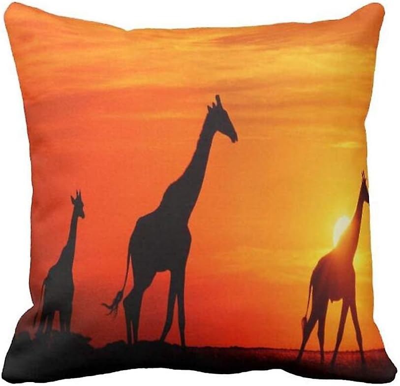 Giraffe Wallpaper Image Background Pillow Case 18"x18"