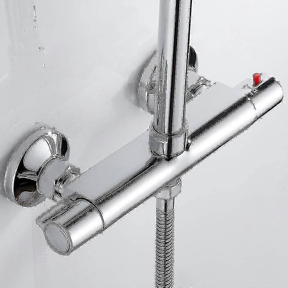 Thermostatic Shower Mixer 2 Outlets High and Low Chrome Brass Anti-scalding Mixer Tap for Bathroom Bathtub