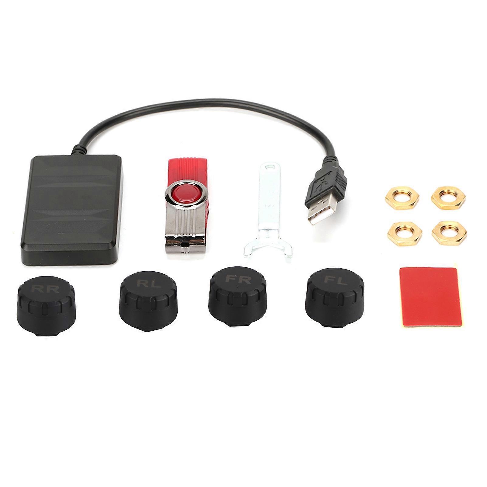 Car USB Tire Pressure Monitor System TPMS Monitoring Alarm with External Sensor for Android Navigation E2U811