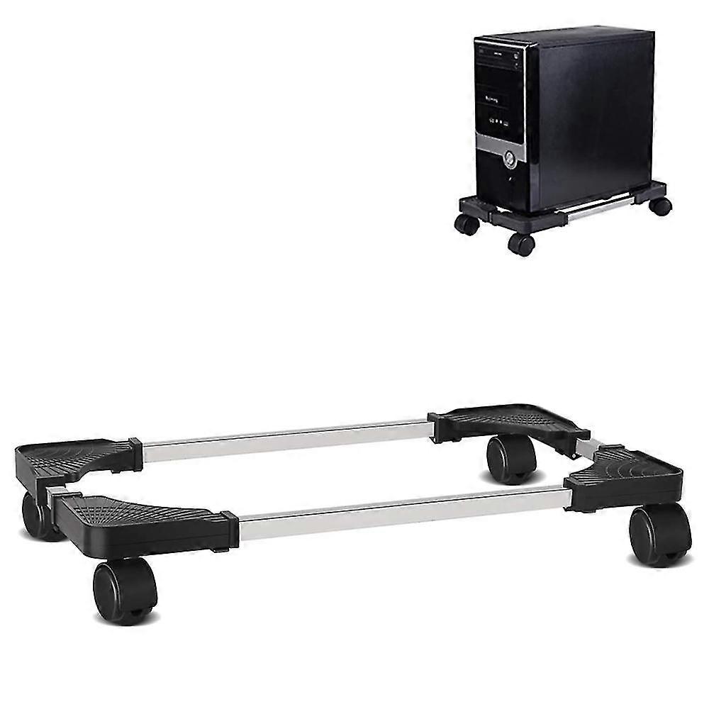 Adjustable Mobile Cpu Stand, Computer Tower Stand With 4 Caster Wheels, Fits Most Pcs, Black