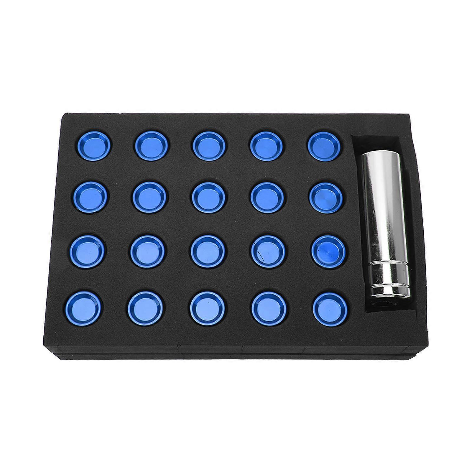 M12x1.5 19mm L42mm Wheel Lug Nuts High Strength Rustproof Professional Universal Replacement for Mitsubishi Blue