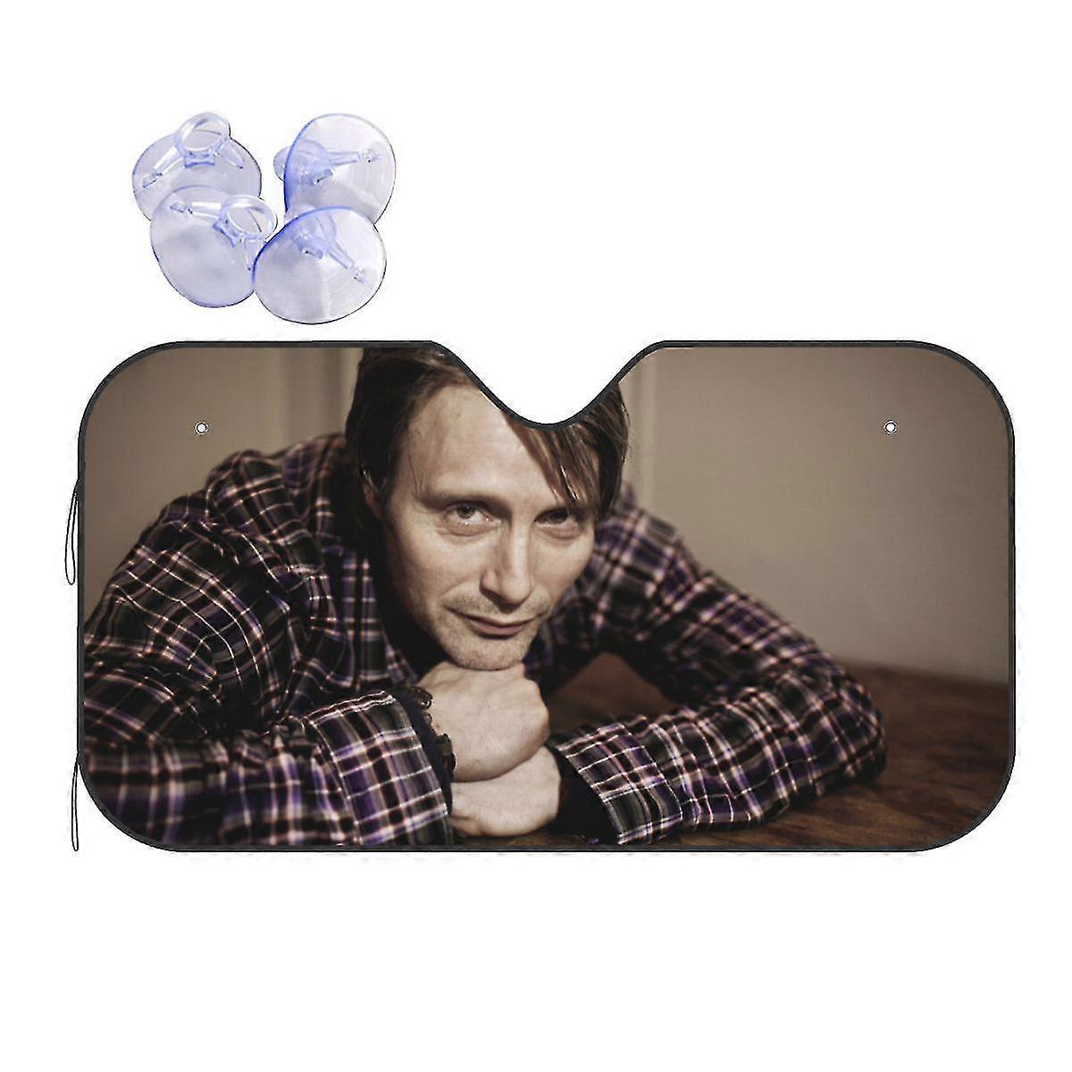 Exquisite Mads Mikkelsen Windshield Sunshade Actor Movie Folding Cover Front Block Window 76x140cm Car Window Windscreen Cover Car-styling