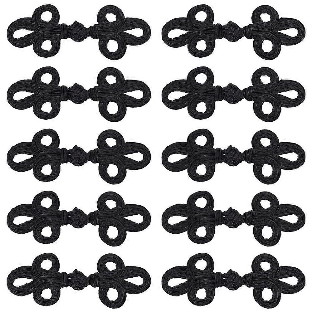 20Pair Handmade Chinese Frogs Knots Buttons Polyester Button Black