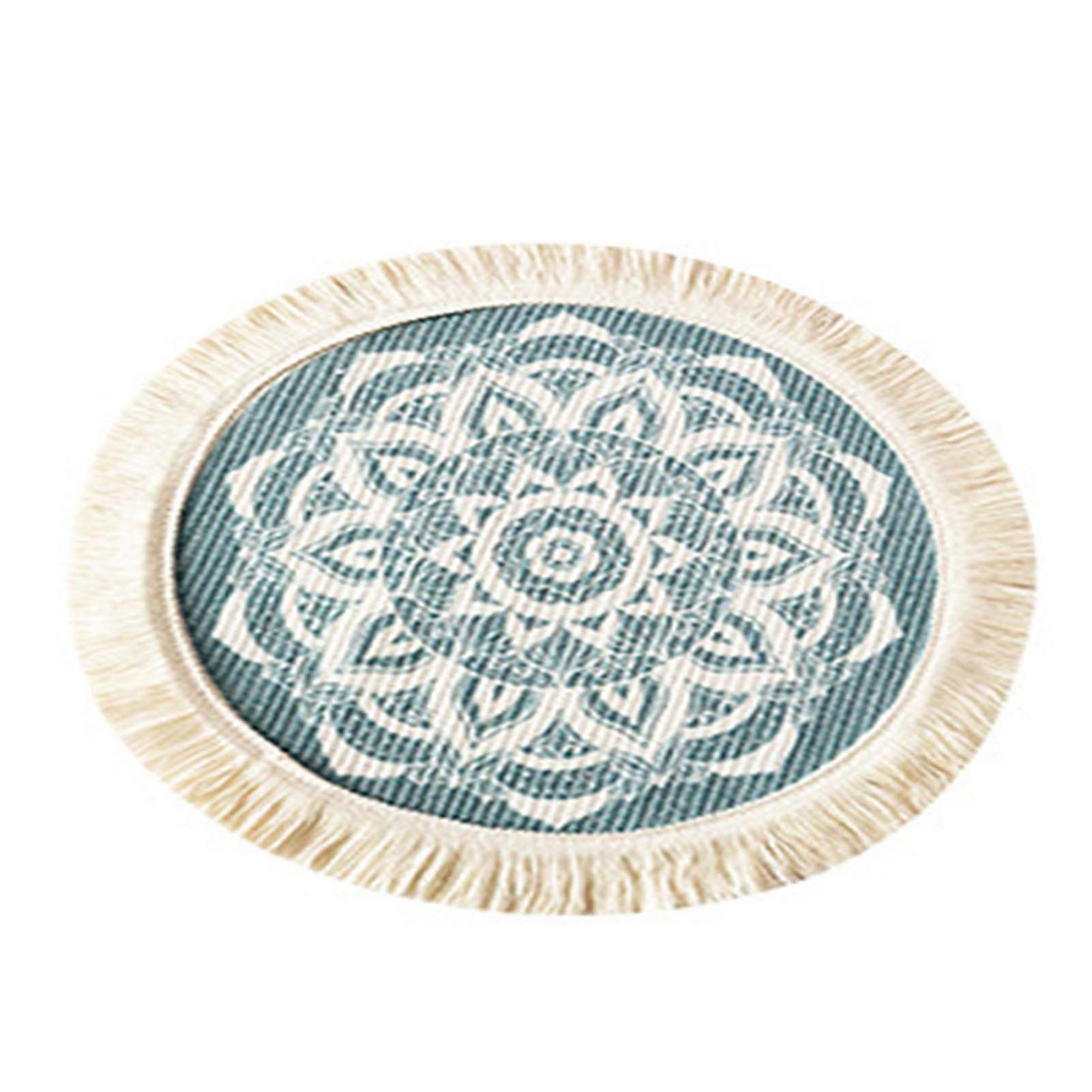 Elegant Round Woven Placemat with Tassels - Enhance Your Kitchen Decor with Soft and Durable Cotton Polyester Blend(L-Type A)