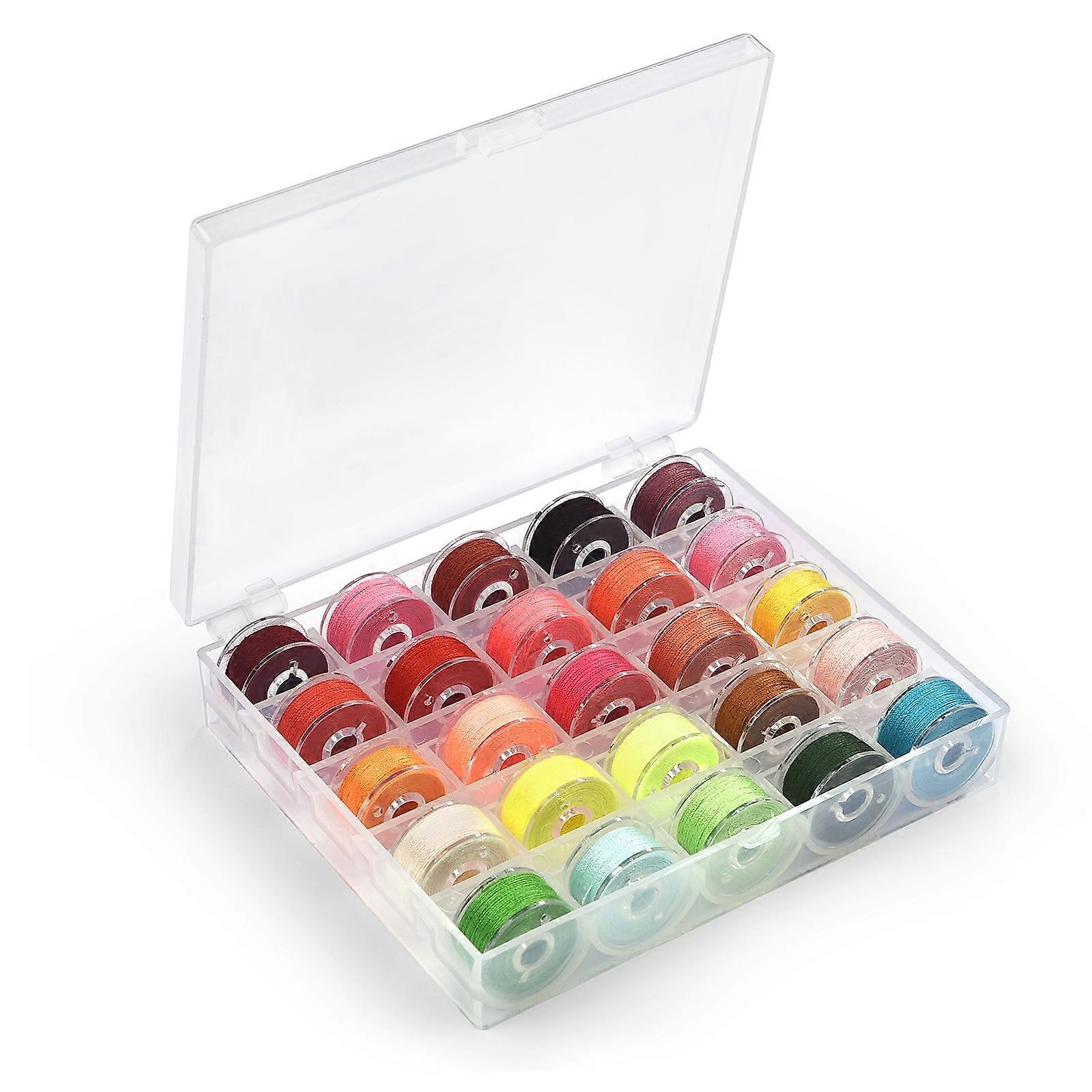 25Colors Set Bobbin Thread Polyester Thread Spools Sewing Machine Bobbins With Storage Box For Embroidery Sewing Accessories