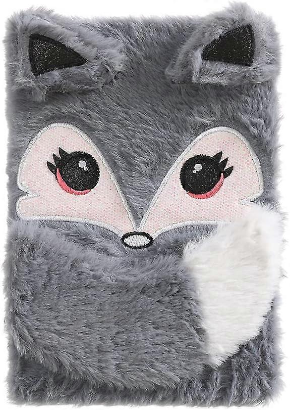 Fuzzy Girl's Super Cute Plush Rabbit Journal Daily Notebook,PastellipupuVaaleanpunainen väri