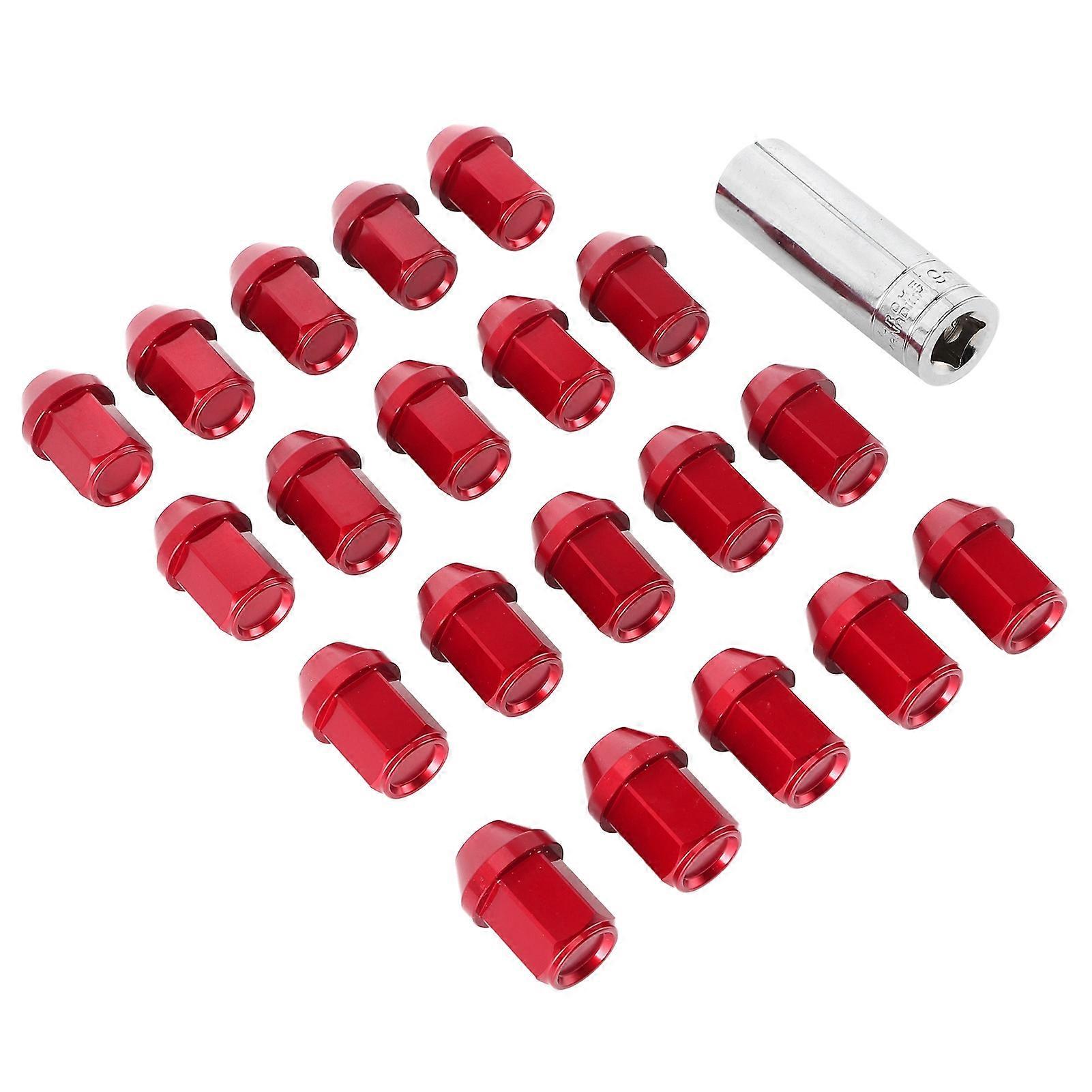 20 قطعة عالمية عجلة العروة الجوز محور كاب M12x1.5 الموضوع 35 ملليمتر التصنيع باستخدام الحاسب الآلي سبائك الألومنيوم ث / المقبس الأحمر