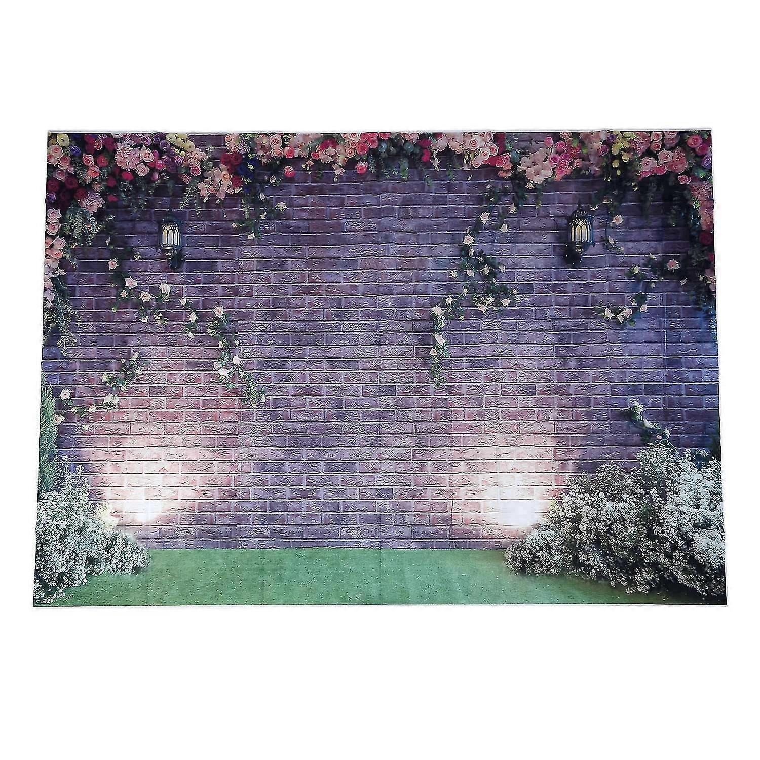 7x5ft Flowers Wall Photography Backdrops Brick Backdrop Spring Stuido Background