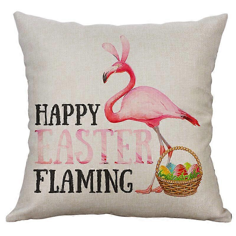 ハッピーイースターバニーウサギクッションカバーフラミンゴ狩猟卵投げ枕カバーデザイン829jpjcjh