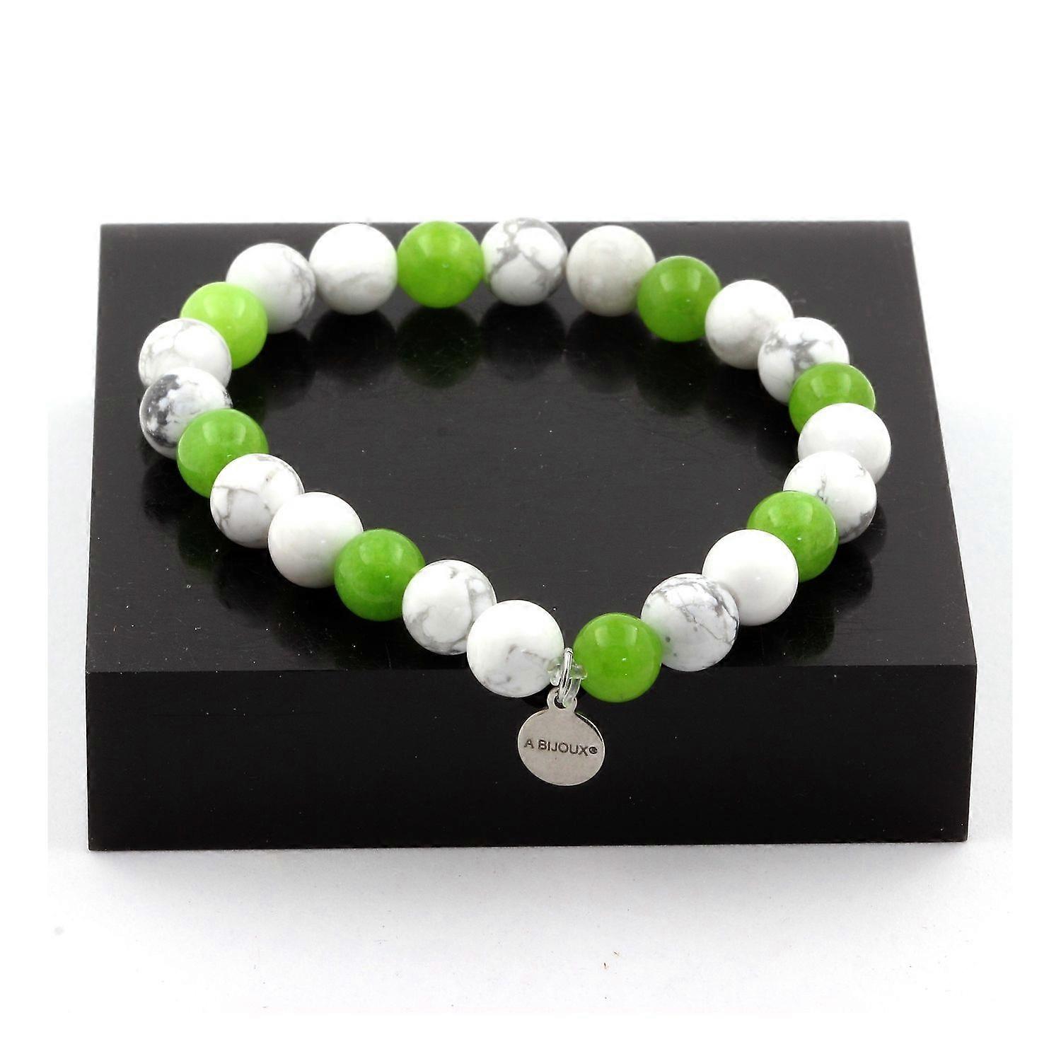 Peridot + Howlite Beaded Bracelet 8 mm