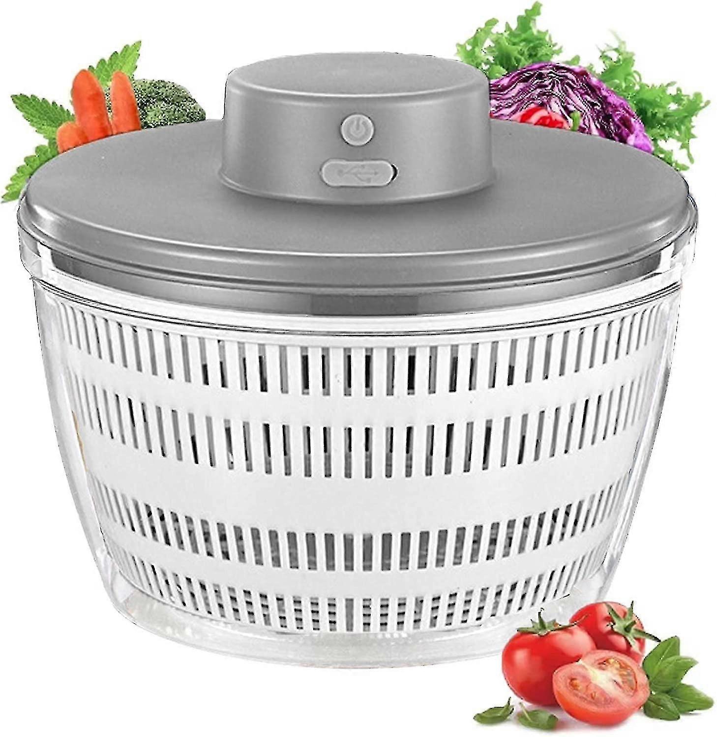 Automatic Salad Spinner, 4000ml Wireless Usb Salad Spinner Dehydrator For Fruit Vegetables, Large Capacity Rotator