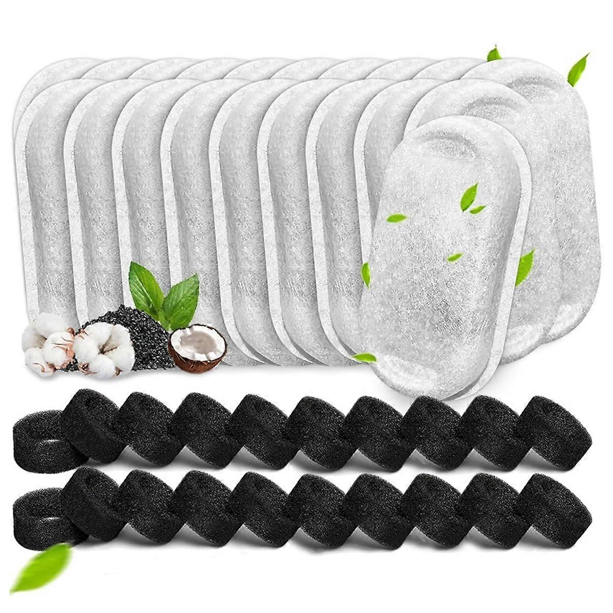 40PCS Cat Water Fountain Filters for 67oz/2L and 108/3.2L Stainless Steel Pet Fountain Cat Replacem