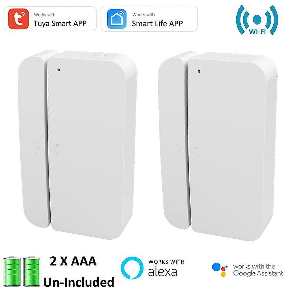 Tuya WiFi Window Door Sensor Detector Sans fil Alexa Google Voice Command Vérifier l’état d’ouverture/fermeture Smart Life APP Télécommande