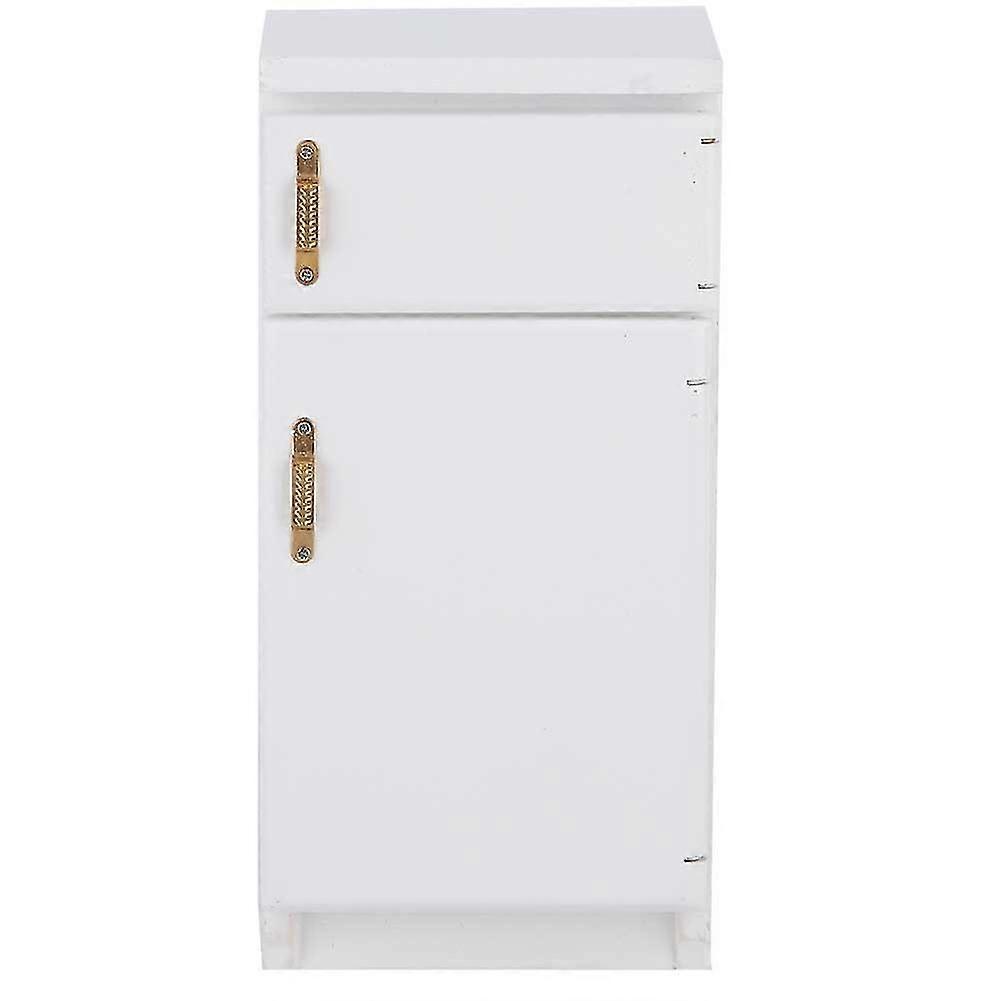 1:12 White Mini Refrigerator Excellent Furniture Model Kitchen Accessory