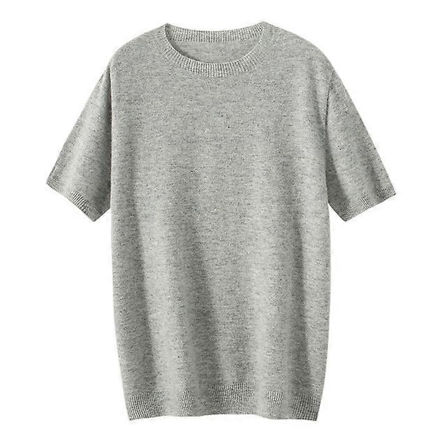 JWL- One-line Ready-to-wear T-shirt Spring Summer New 100%% Pure Wool Short-sleeved Sweaters Youth O-Neck Casual Pullovers trend