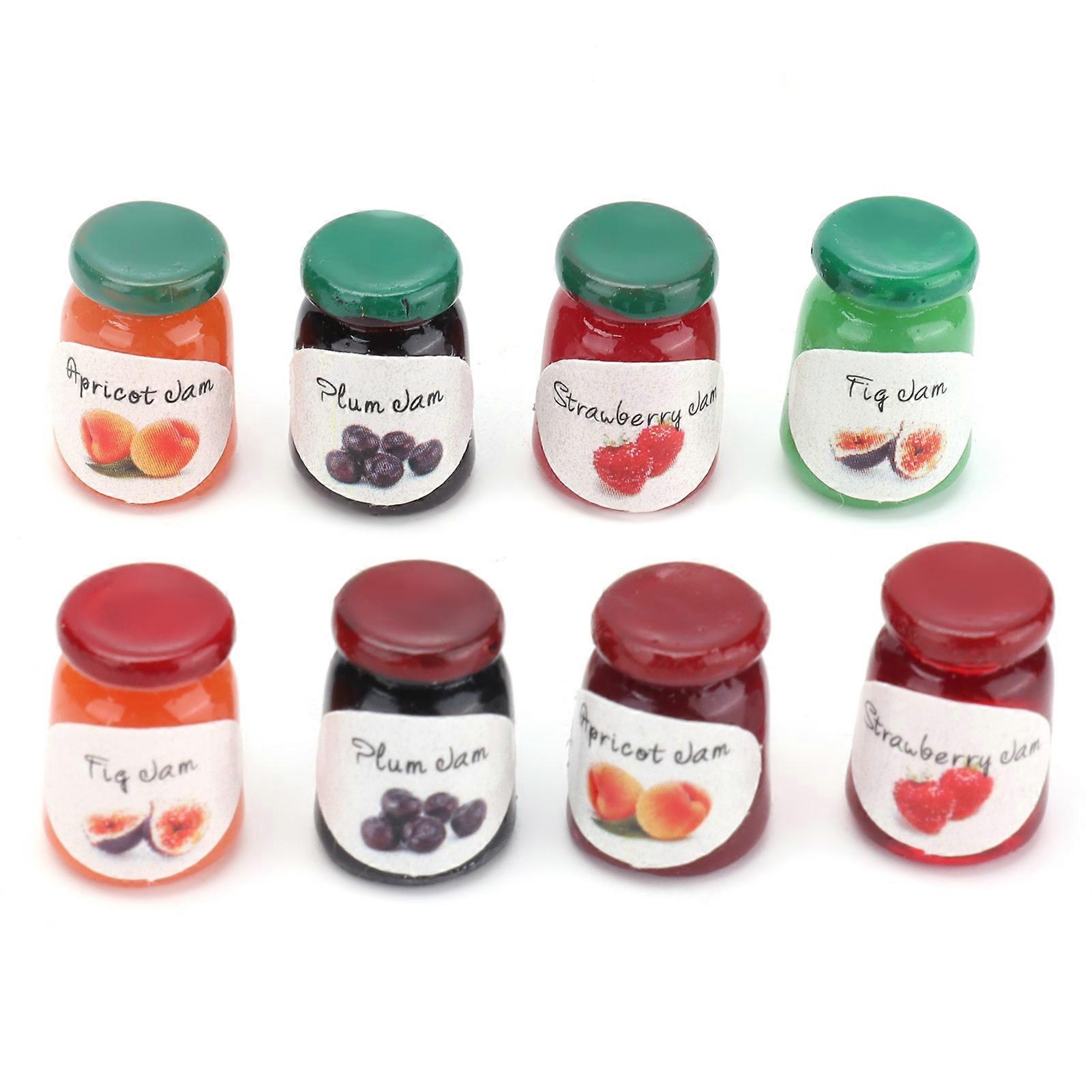 8Pcs Mini Jams 1:12 Simulation Miniature Scene Models Dollhouse Accessories for Above 3 Years Old