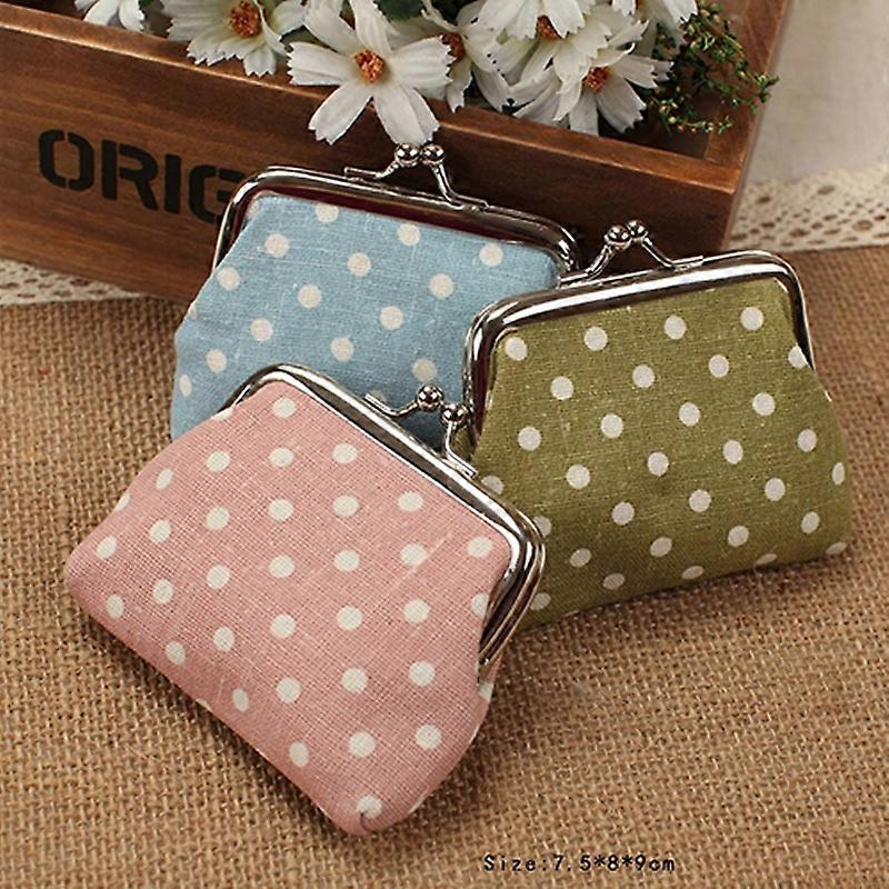 Women\'s Mini Polka Dot Cotton Coin Purse Twist Clip Framed Change Bag Wallet KAESI