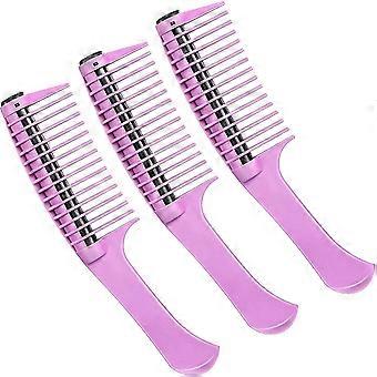 3 Packs Hair Comb, Comb With Roller, Detangling Comb With Roller Integrated Roller Hair Comb, Anti Splicing Comb For Salon Barber Hair Dye (purple