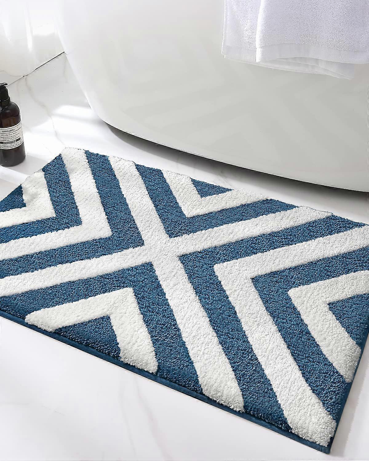 Non-Slip Bath Mat, Soft Microfiber Shower Mat, Water Absorbent, Machine Washable, 40 x 60 cm, Blue