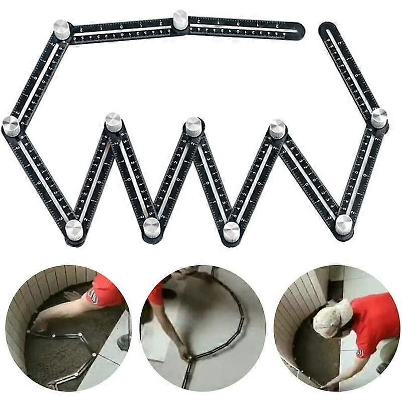 12 Session Multi-Angle Measuring Ruler, Aluminum Alloy DIY Multi-Angle Template Tool for DIYers, Construction Workers, Carpenters, Tilers, Angle Measu