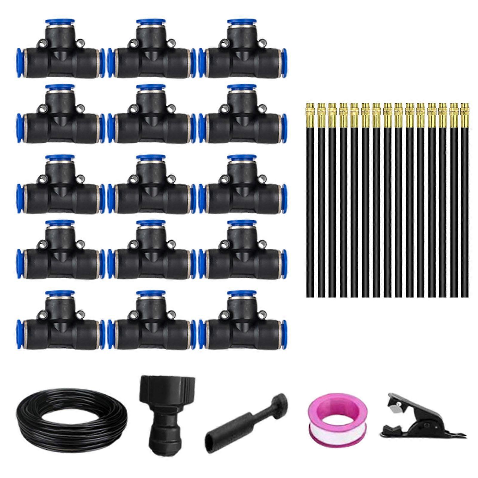 Automatic Irrigation Kit Adjustable Watering Sprinkler 3 Water Pressure Modes Bendable Garden Spray System with Brass Nozzles Irrigation Tubing Set fo