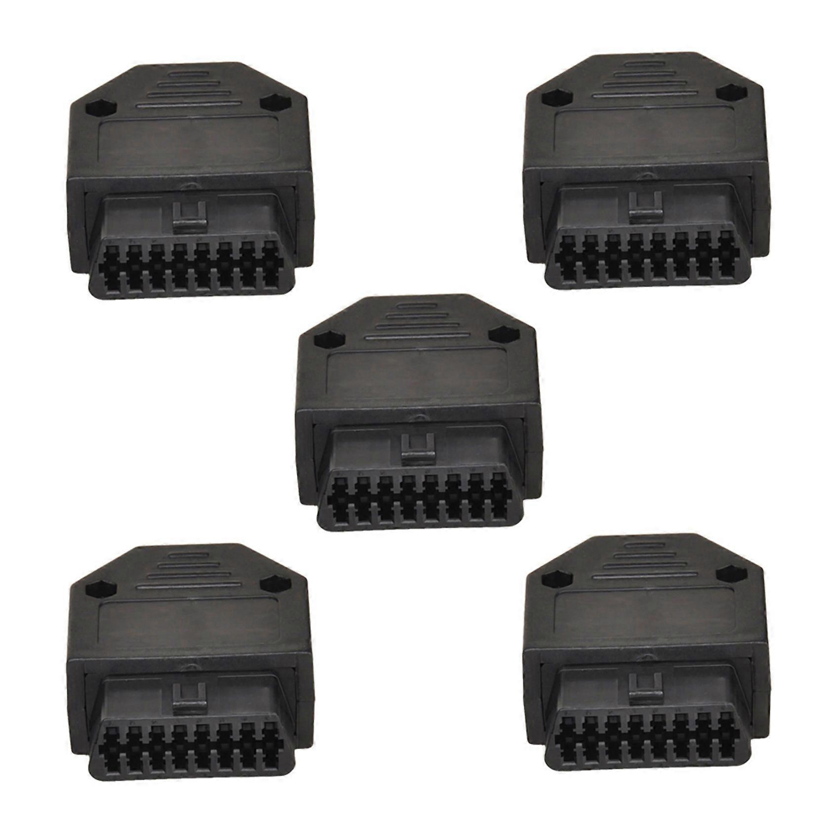 5X OBD2 OBD II 16 Pin Connector Socket Diagnostic Tool Adapter OBD Connector + Enclosures + Termina