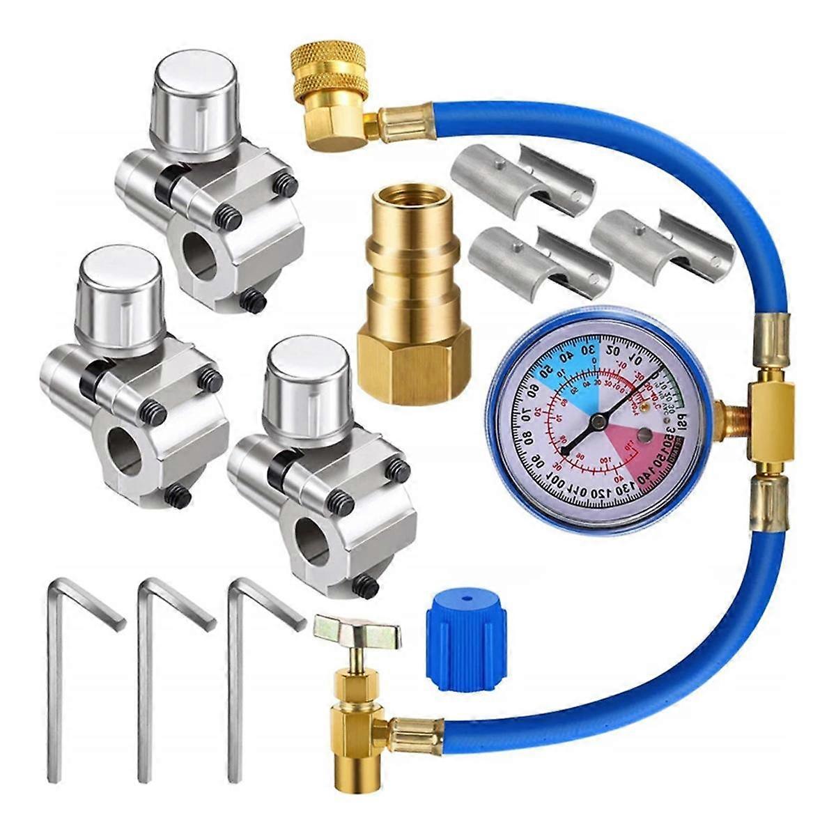 BPV31 Hose Refrigerant Valve Piercing U-Type Piercing Tap Valve Kit Hose Refrigerant Tap with Gauge