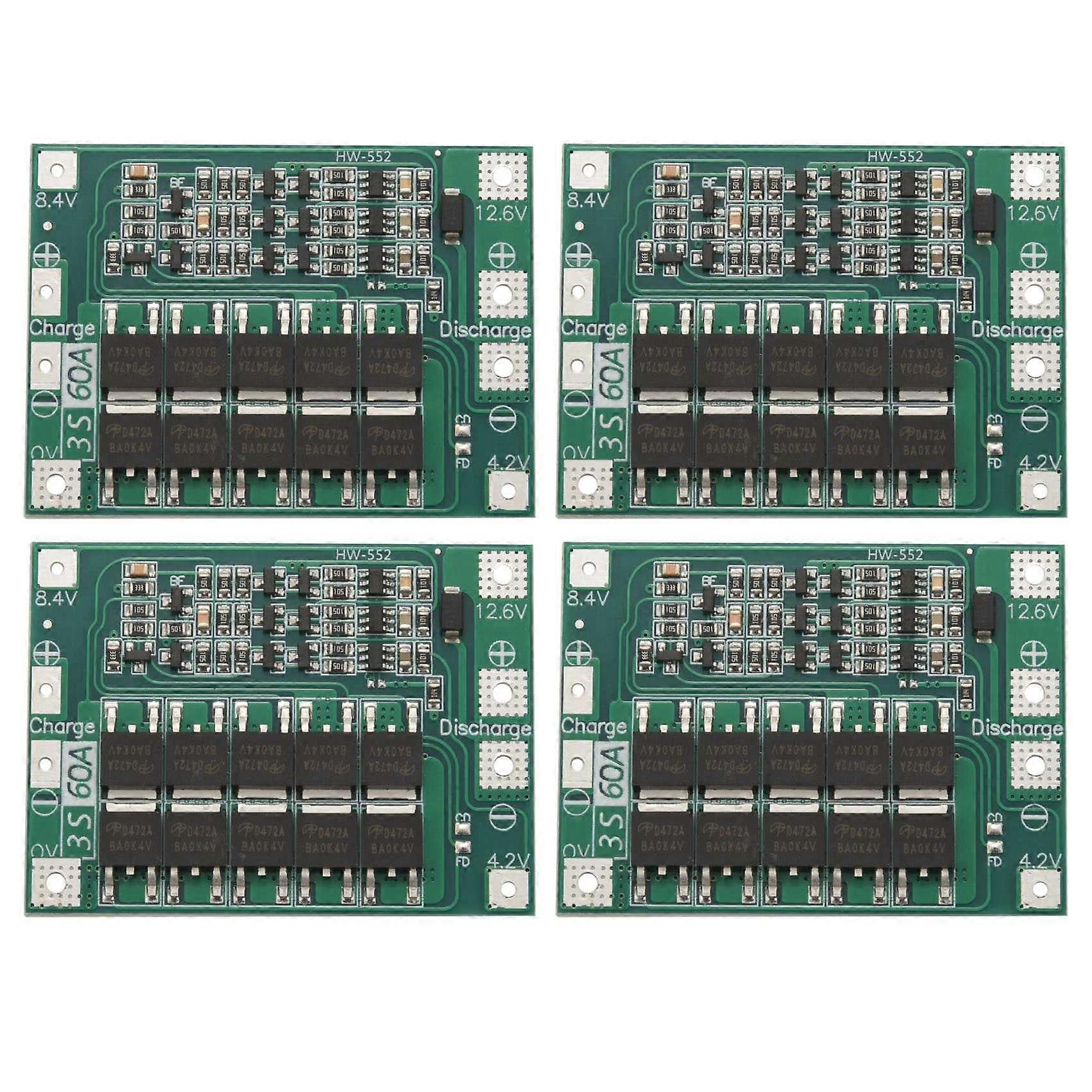 4X 3S 60A Bms Board 11.1V 12.6V 18650 Li-Ion Lithium Battery Protection Board Enhanced Version