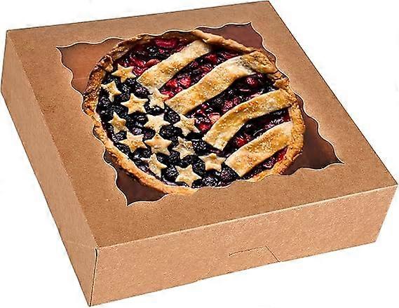 10-Pack Pie Boxes23*23*6.5", Bakery Boxes with Window, Auto-Popup Cookie Boxes for Muffins, Donuts and Pastries (Brown)