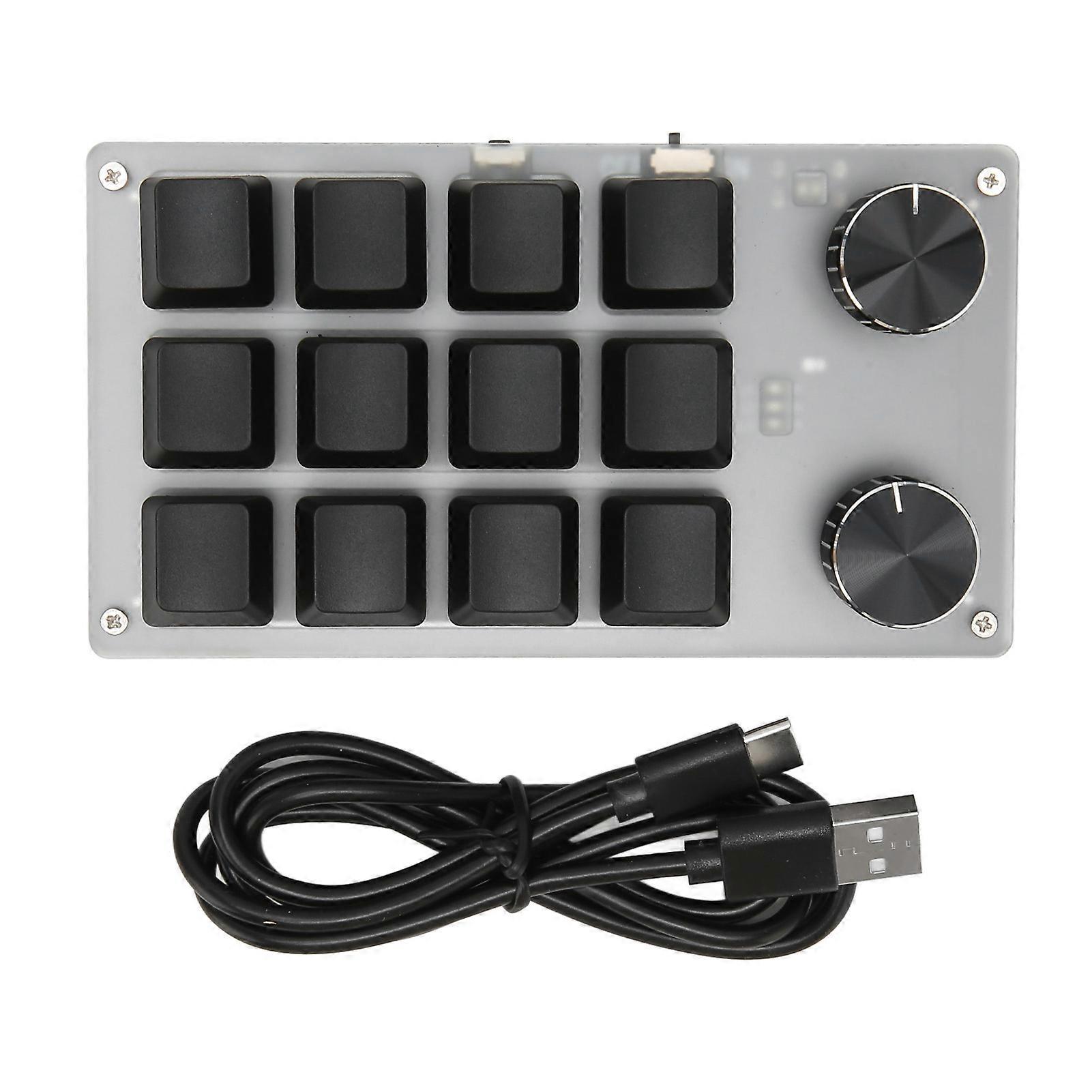 Mini clavier mécanique programmable, 12 touches, 2 boutons, interrupteur rouge, double mode, Plug and Play, pour jeux, bureau, multimédia